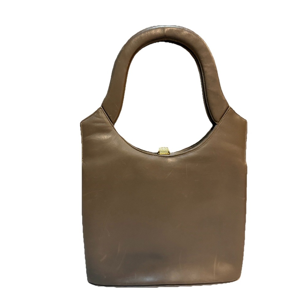 Vintage Purse 50s 60s Leon Of California MCM, Brown‎ Leather Gold Wallet Mirror